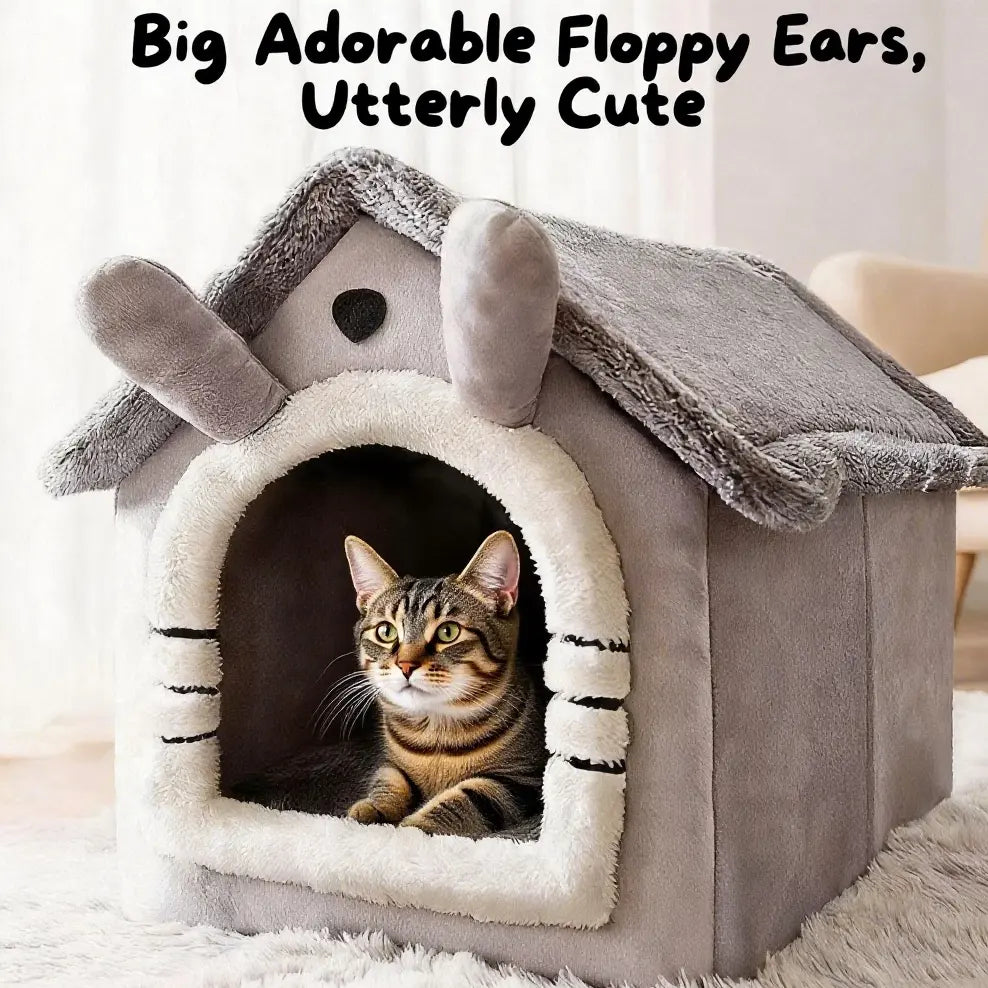 Premium Washable Pet Bed for Cats and Small Dogs - Removable Cover for Easy Cleaning, Classic Cat Cave Design, Soft Plush House Ideal for Home, Travel, and Napping, Perfect for Kittens, Puppies, and Small Breeds with Winter Comfort Blankets