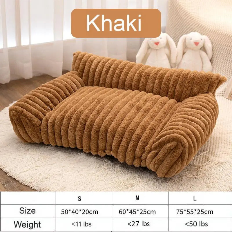 Premium Fluffy Fleece Pet Sofa Bed - 4 Stylish Designs, Soft and Cozy, Washable Cover, Ideal for Indoor Cats and Outdoor Use
