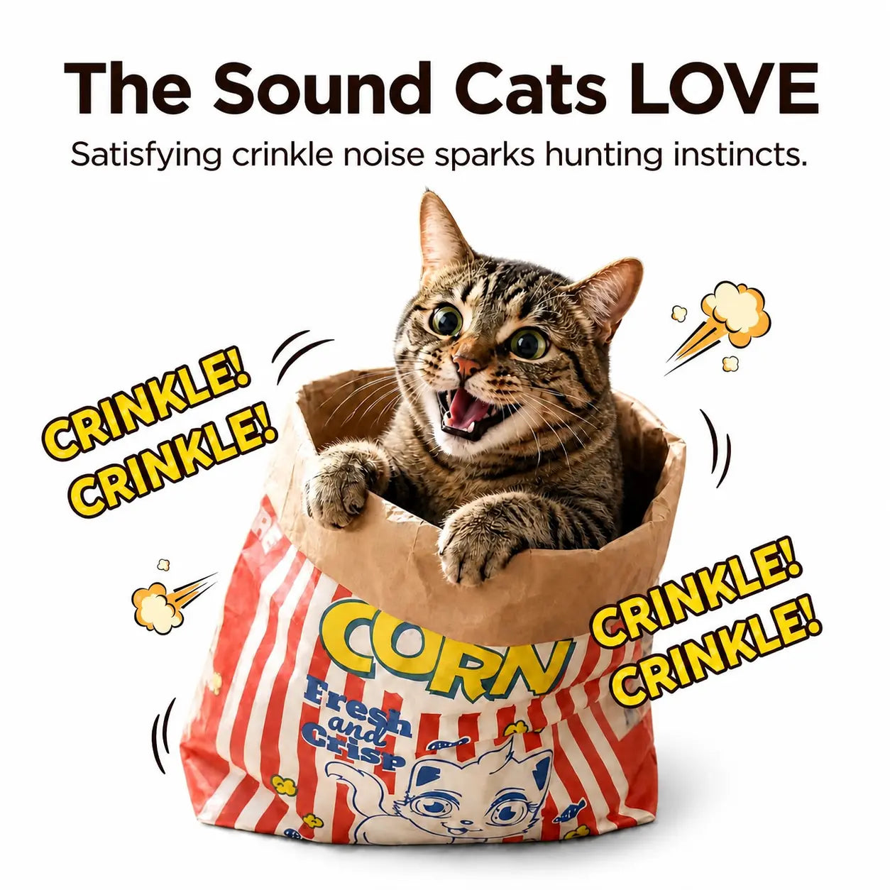 New Store Sale!Upgrade Cat Toy Cute Large Kraft Paper Double-Layer Crinkle Bag Cat Hideout (29.53*13.78Inch), Hide & Seek Play Tunnel Cat Bed Puzzle Relaxation, Cat Hideout Toy Cat Crinkle Toy for Indoor Kittens & Adult