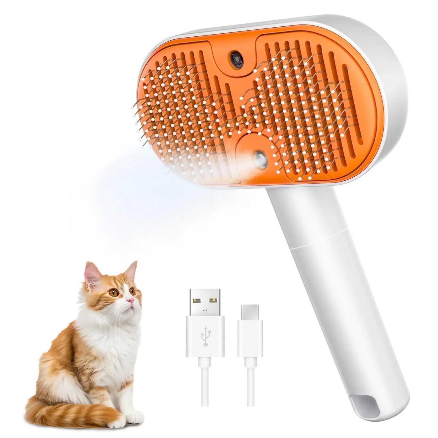Furlyn Self-Cleaning Pet Hair Remover Brush with Spray Mist for Dogs and Cats - One-Click Grooming Tool for Efficient Shedding and Undercoat Removal