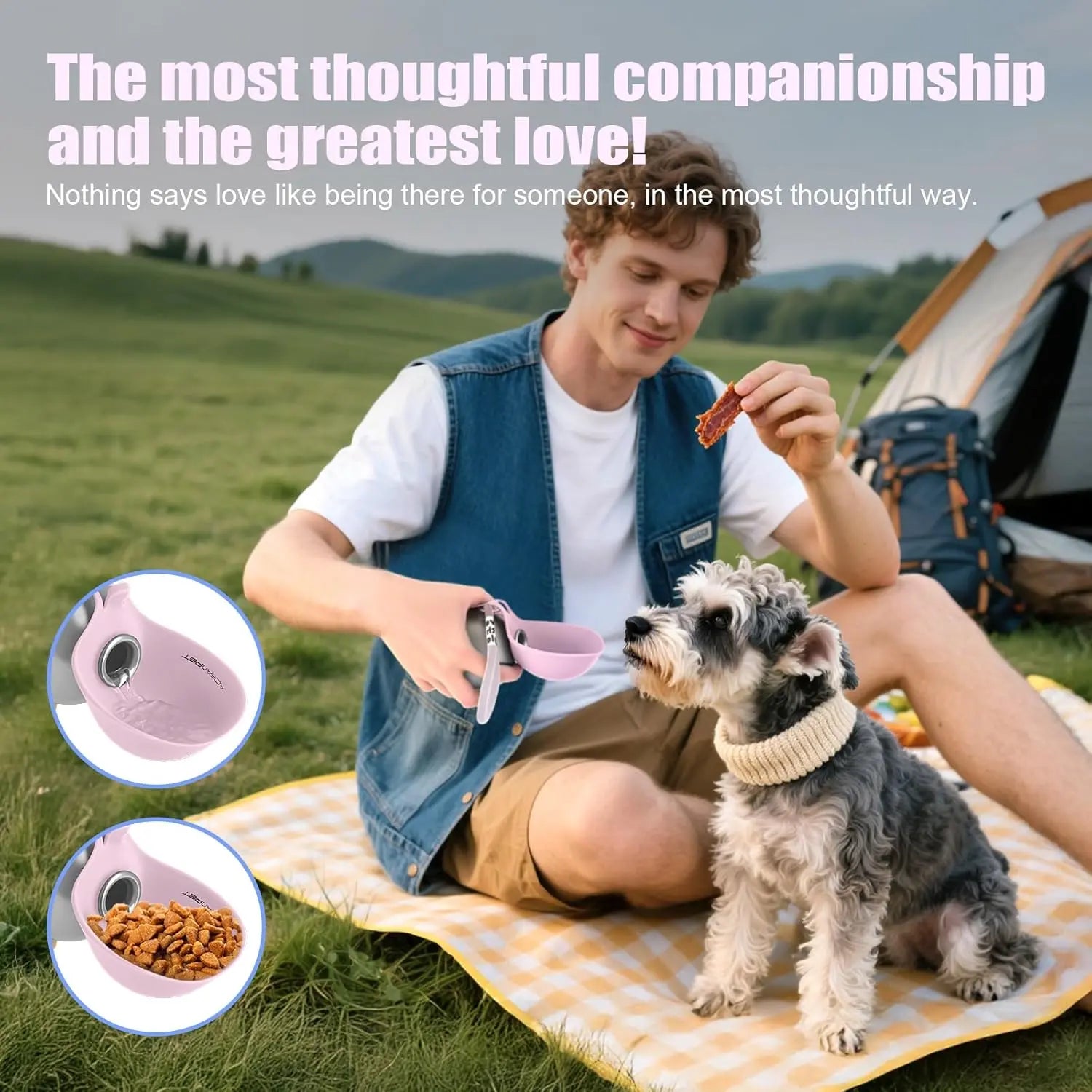 Ihubei Portable Pet Water Bottle with Silicone Foldable Bowl, 304 Stainless Steel Spherical Design for Dogs and Cats, 285ml Travel Water Dispenser for Outdoor Use
