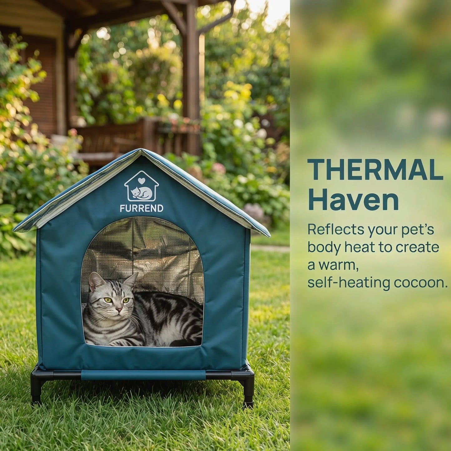 All-Weather Cat House with Waterproof, Windproof, and Scratch-Resistant Features – Spacious Design for Multiple Kittens and Small Dogs, Includes Mounting Brackets and Easy-Clean Soft Blanket