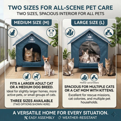 All-Weather Cat House with Waterproof, Windproof, and Scratch-Resistant Features – Spacious Design for Multiple Kittens and Small Dogs, Includes Mounting Brackets and Easy-Clean Soft Blanket