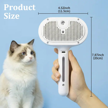 Professional 3-in-1 Self-Cleaning Steam Pet Brush for Cats and Dogs - Safe Grooming and Deshedding Tool for All Coat Types