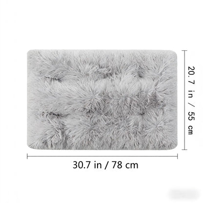 Premium Soft Faux Fur Pet Bed - Non-Slip Comfortable Sleeping Pad for Dogs and Cats, XL Size, Washable and Cozy Design for All Breeds and Seasons, Light Grey