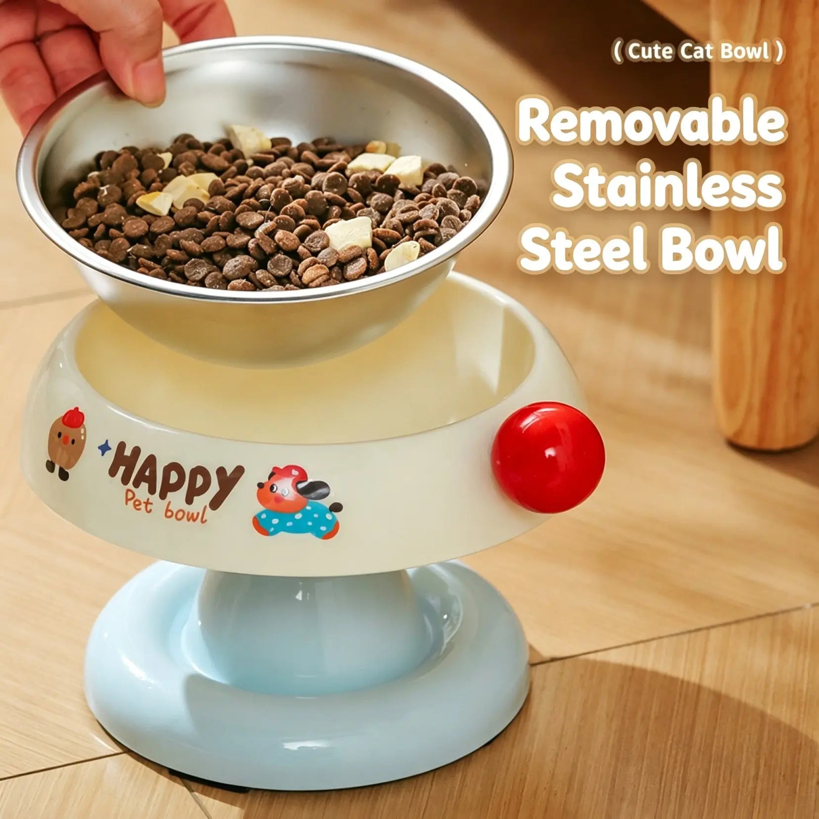 Premium Stainless Steel Pet Feeder Bowl for Cats and Dogs - Available in 3 Colors, Anti-Slip Design, Non-Tip Feature, Removable Inner Liner, Easy to Clean, Blackhead Prevention