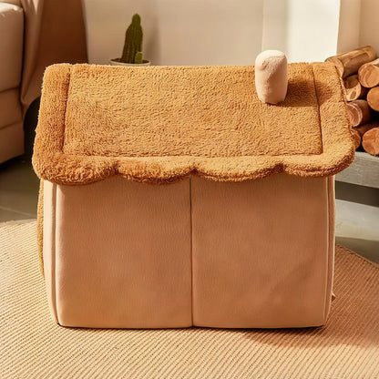 Premium Washable Pet Bed for Cats and Small Dogs - Removable Cover for Easy Cleaning, Classic Cat Cave Design, Soft Plush House Ideal for Home, Travel, and Napping, Perfect for Kittens, Puppies, and Small Breeds with Winter Comfort Blankets