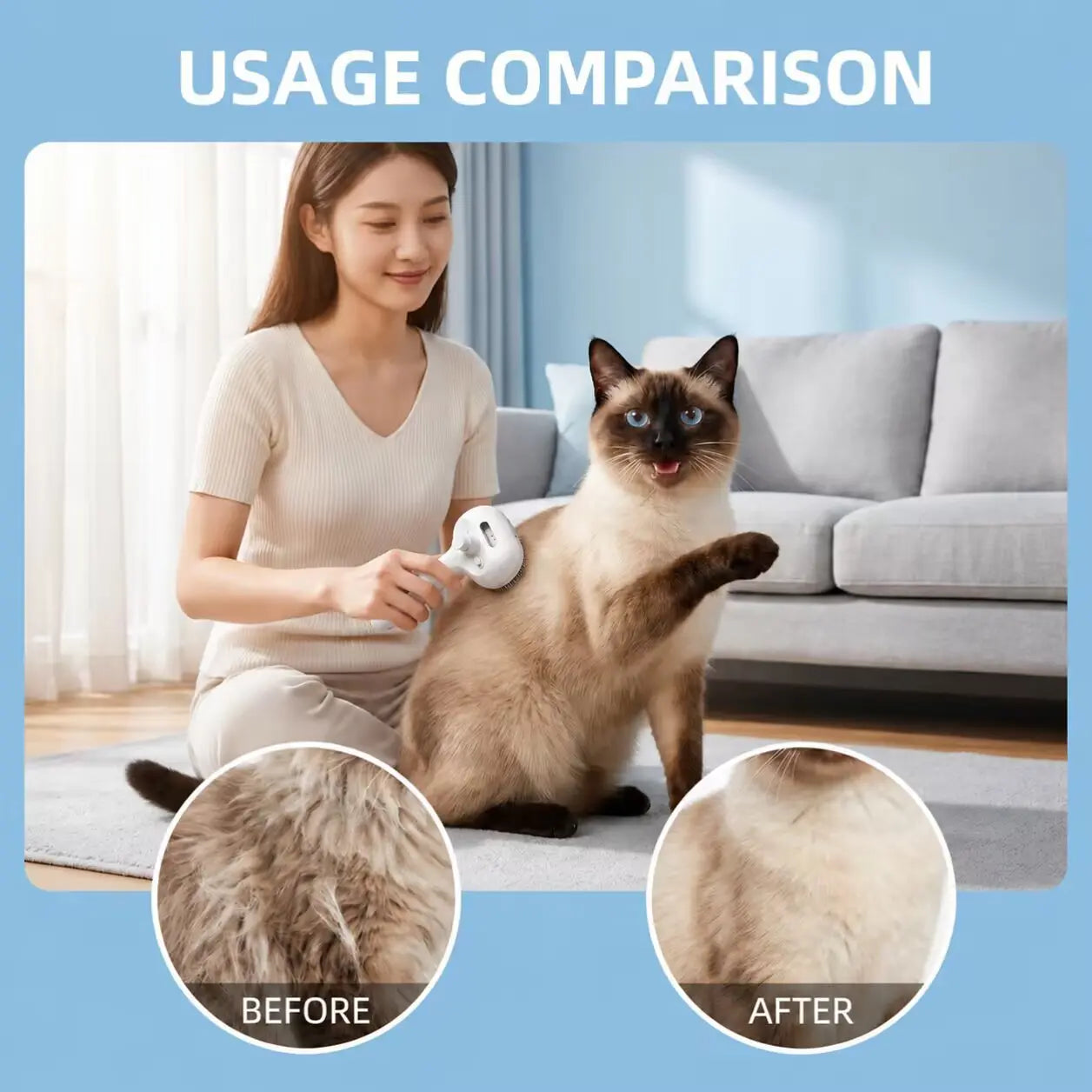 Professional 3-in-1 Self-Cleaning Steam Pet Brush for Cats and Dogs - Safe Grooming and Deshedding Tool for All Coat Types
