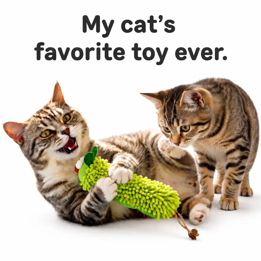 Catnip Caterpillar Plush Pillow - Interactive Crinkle Sound Toy with Catnip Head and Silvervine Tail for Indoor Cats