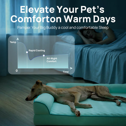 Blunique 2-in-1 Cooling Orthopedic Pet Bed for Dogs and Cats, Waterproof Egg Crate Foam with Q-Max 4.0 Temperature Regulating Fabric, Washable and Dryer Safe Design for All Seasons
