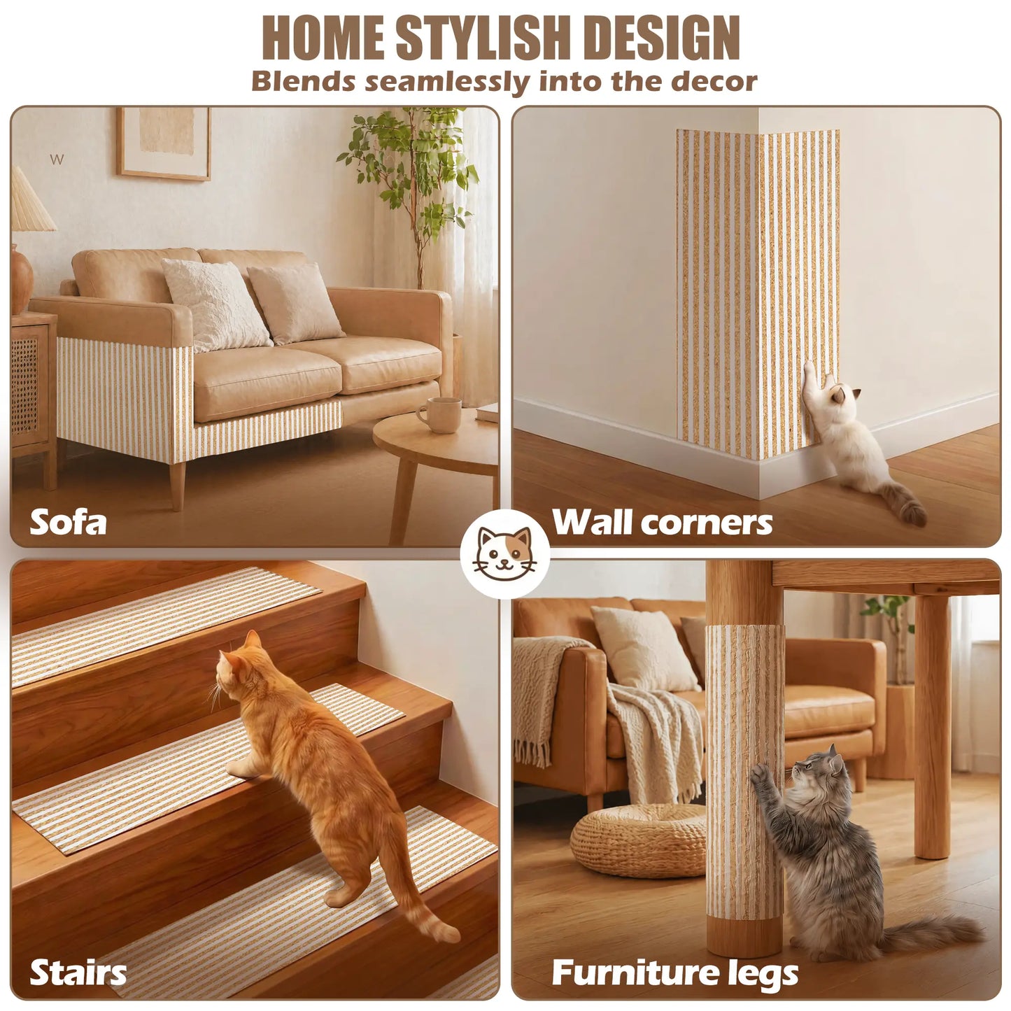 Mocherpion Eco-Friendly Natural Cork Cat Scratching Pad Mat - Enhanced Wall and Furniture Protector with Customizable Design and Strong 3M Adhesive