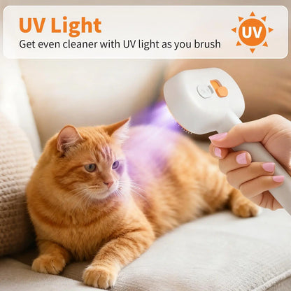 Furlyn Self-Cleaning Pet Hair Remover Brush with Spray Mist for Dogs and Cats - One-Click Grooming Tool for Efficient Shedding and Undercoat Removal