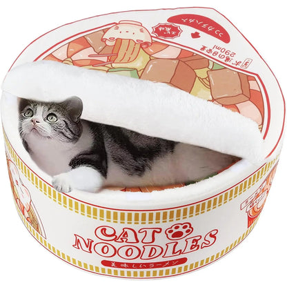 Ramen Noodle Pet Bed with Removable Washable Cushion - Cozy and Warm Nest for Indoor Cats and Dogs of All Sizes