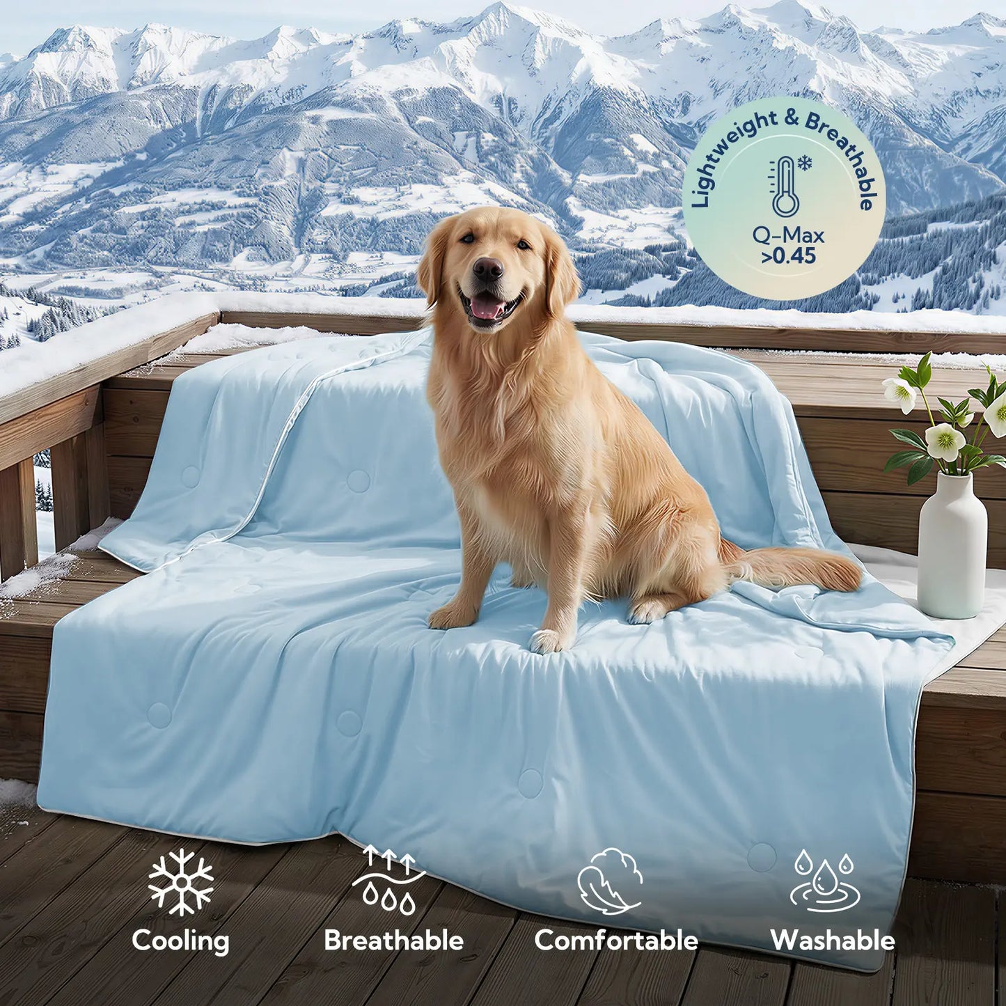 Soulbond Premium Cooling Pet Blanket for Cats and Dogs - Q-MAX 0.45 Breathable, Lightweight, and Machine Washable, Durable Sofa Protector and Multi-Functional Accessory