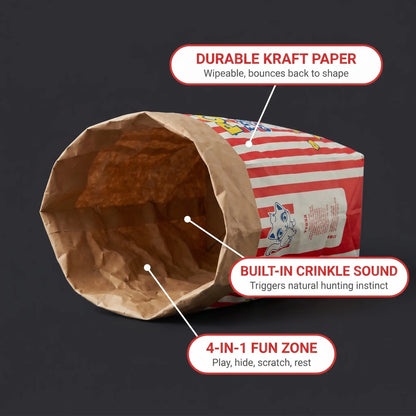 New Store Sale！Upgrade Cat Toy Cute Large Kraft Paper Double-Layer Crinkle Bag Cat Hideout (29.53*13.78Inch), Hide & Seek Play Tunnel Cat Bed Puzzle Relaxation, Cat Hideout Toy Cat Crinkle Toy for Indoor Kittens & Adult