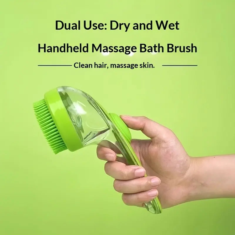 2-in-1 Pet Bath Brush and Shampoo Dispenser | Silicone Dog Grooming Massage Scrubber
