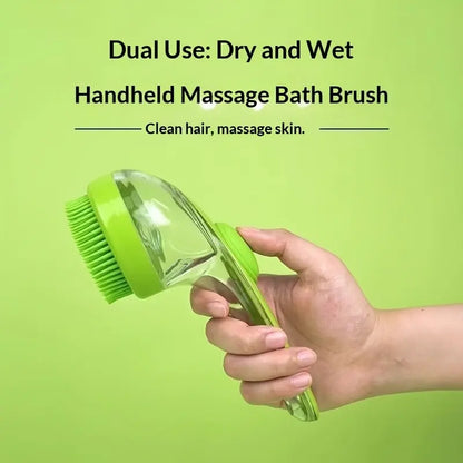 2-in-1 Pet Bath Brush and Shampoo Dispenser | Silicone Dog Grooming Massage Scrubber