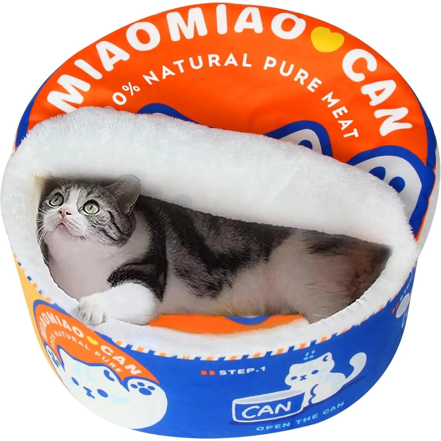 Ramen Noodle Pet Bed with Removable Washable Cushion - Cozy and Warm Nest for Indoor Cats and Dogs of All Sizes