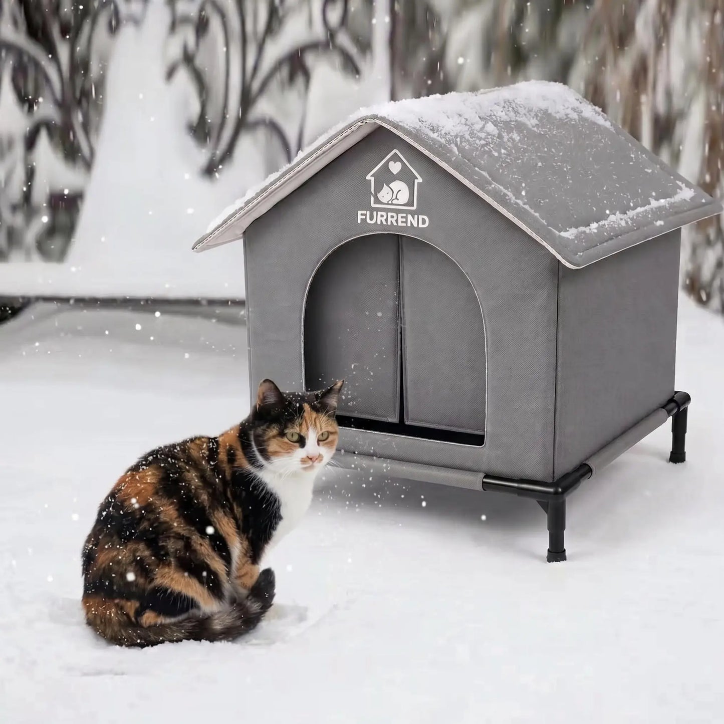 All-Weather Cat House with Waterproof, Windproof, and Scratch-Resistant Features – Spacious Design for Multiple Kittens and Small Dogs, Includes Mounting Brackets and Easy-Clean Soft Blanket