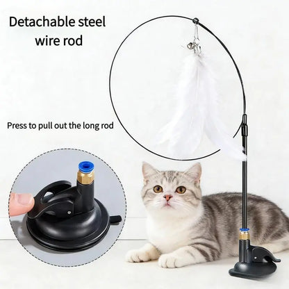 Interactive Suction Cup Feather Wand for Cats - Engaging Playtime Experience