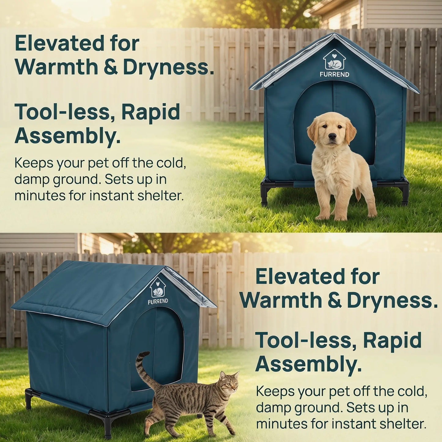 All-Weather Cat House with Waterproof, Windproof, and Scratch-Resistant Features – Spacious Design for Multiple Kittens and Small Dogs, Includes Mounting Brackets and Easy-Clean Soft Blanket