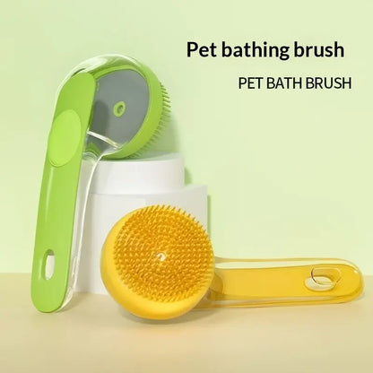 2-in-1 Pet Bath Brush and Shampoo Dispenser | Silicone Dog Grooming Massage Scrubber
