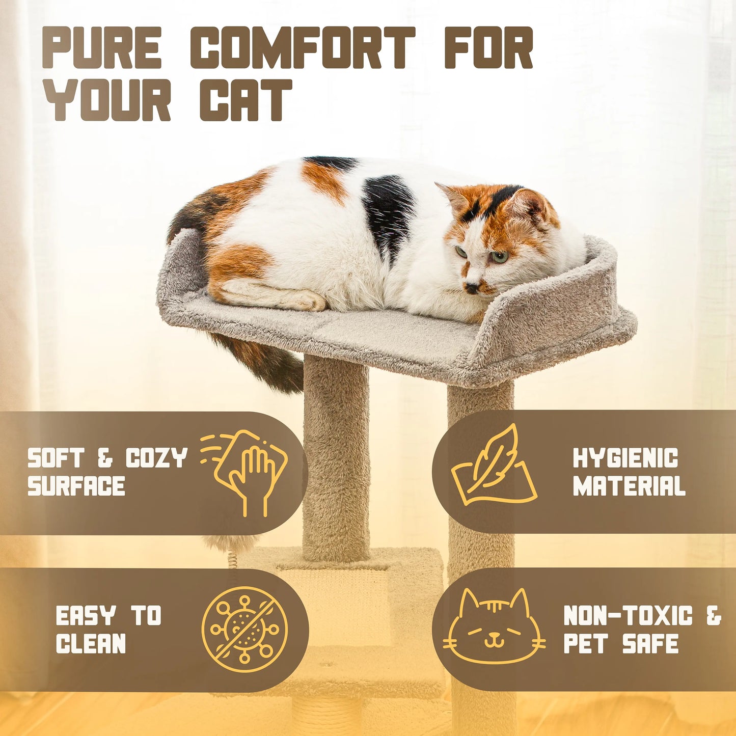 Indoor Multi-Level Cat Tree Tower with Sisal - Stable Pet Furniture for Cats