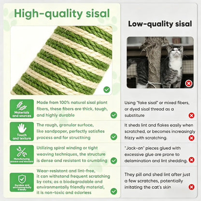 39-Inch Interactive Cat Scratching Post with Eucalyptus Leaves - 4-in-1 Cat Tree Tower with Toy Balls - Modern Indoor Pet Furniture for Living Room - Sisal Rope Scratch Post
