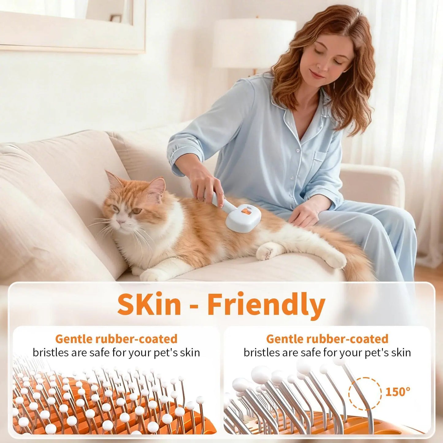 Furlyn Self-Cleaning Pet Hair Remover Brush with Spray Mist for Dogs and Cats - One-Click Grooming Tool for Efficient Shedding and Undercoat Removal