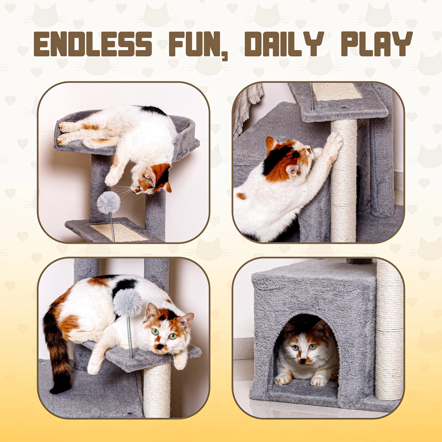 Indoor Multi-Level Cat Tree Tower with Sisal - Stable Pet Furniture for Cats