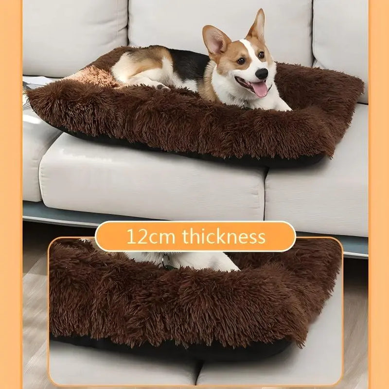 Premium Soft Faux Fur Pet Bed - Non-Slip Comfortable Sleeping Pad for Dogs and Cats, XL Size, Washable and Cozy Design for All Breeds and Seasons, Light Grey