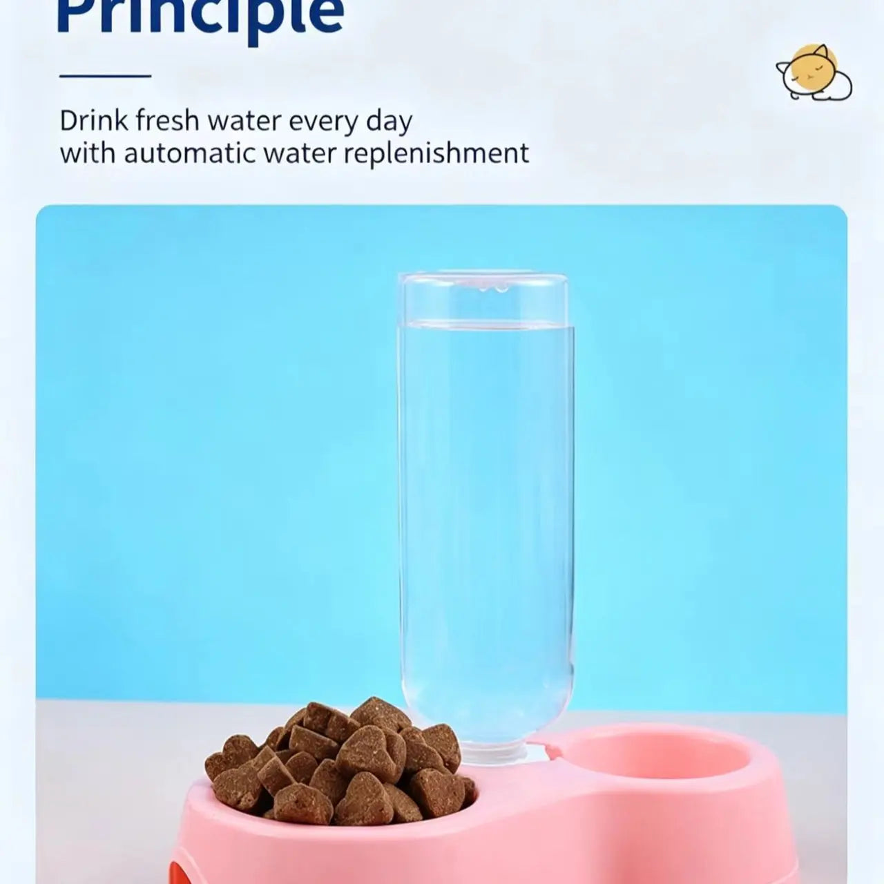 Durable Non-Slip Dual Pet Bowl with Integrated Water Dispenser - Easy to Clean Feeding Solution for Cats and Dogs