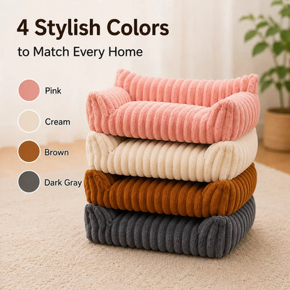 Premium Fluffy Fleece Pet Sofa Bed - 4 Stylish Designs, Soft and Cozy, Washable Cover, Ideal for Indoor Cats and Outdoor Use