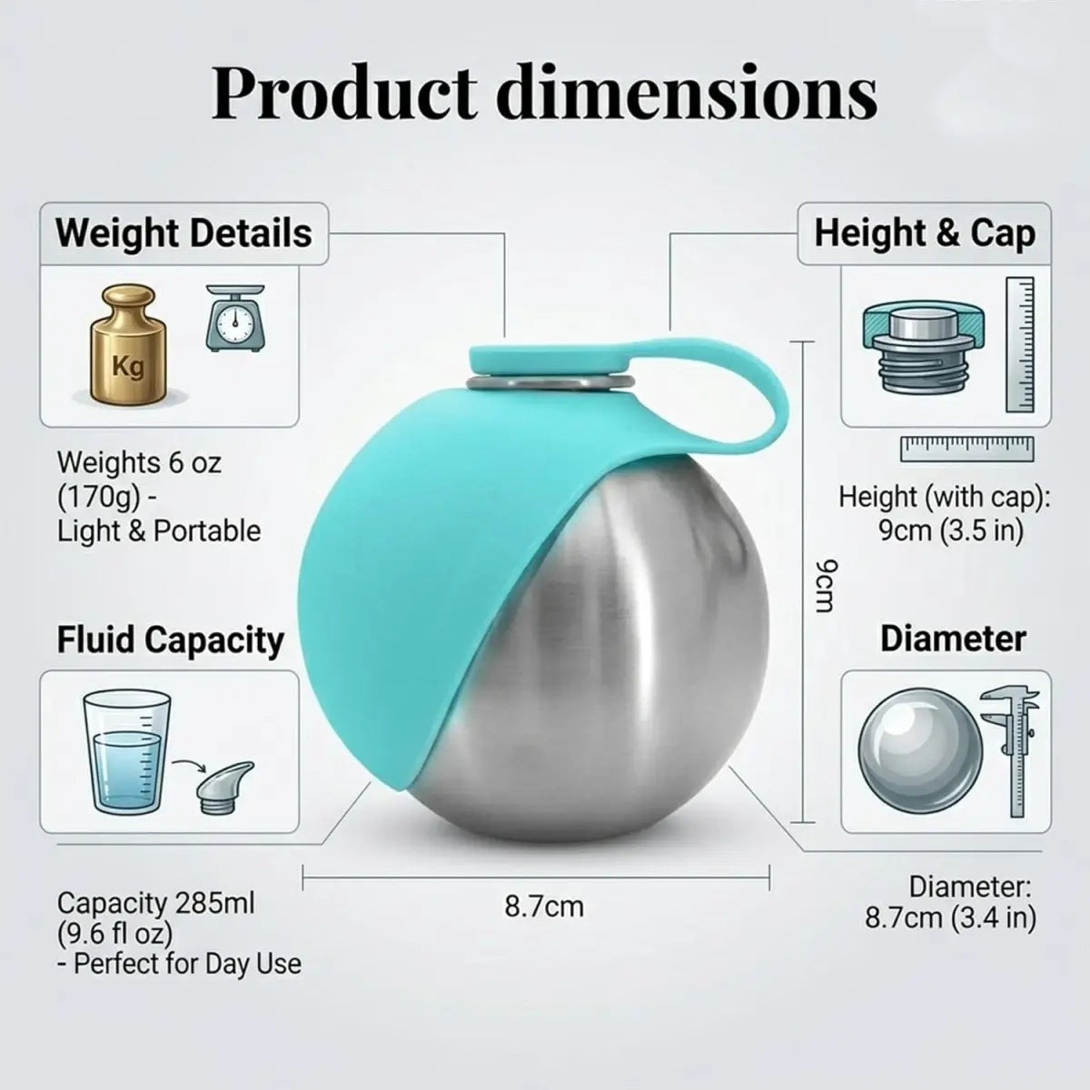 Portable 2-in-1 Dog Water Bottle with Collapsible Silicone Bowl, BPA-Free Stainless Steel, Leak-Proof Travel Dispenser for Outdoor Activities (10 oz, Pink & Blue)