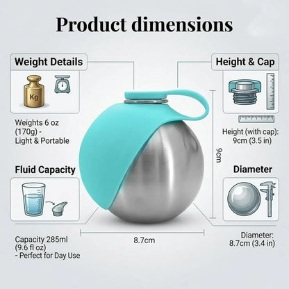 Portable 2-in-1 Dog Water Bottle with Collapsible Silicone Bowl, BPA-Free Stainless Steel, Leak-Proof Travel Dispenser for Outdoor Activities (10 oz, Pink & Blue)