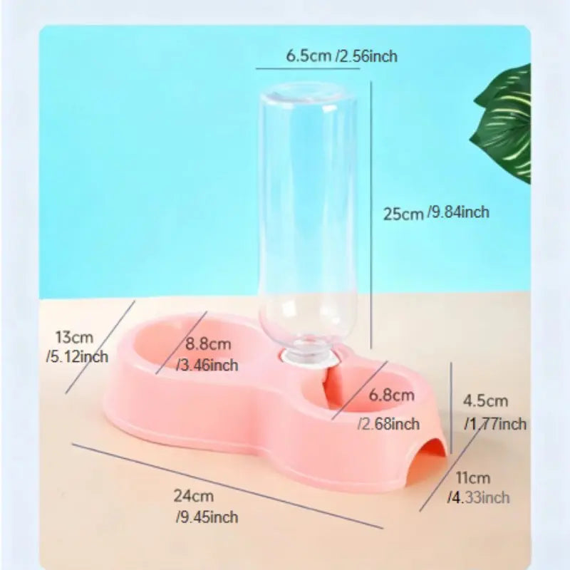 Durable Non-Slip Dual Pet Bowl with Integrated Water Dispenser - Easy to Clean Feeding Solution for Cats and Dogs