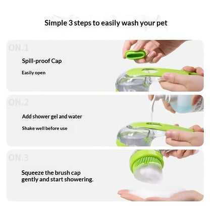 2-in-1 Pet Bath Brush and Shampoo Dispenser | Silicone Dog Grooming Massage Scrubber