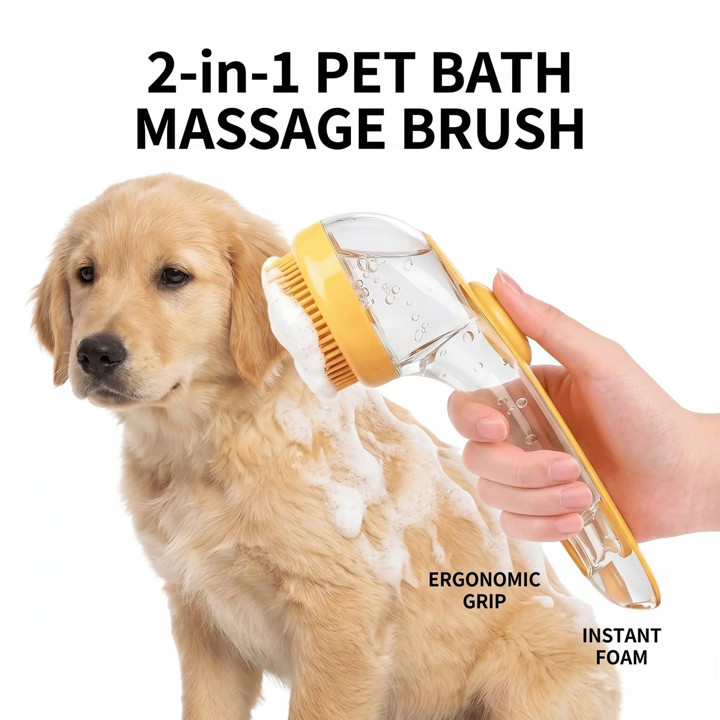 2-in-1 Pet Bath Brush and Shampoo Dispenser | Silicone Dog Grooming Massage Scrubber