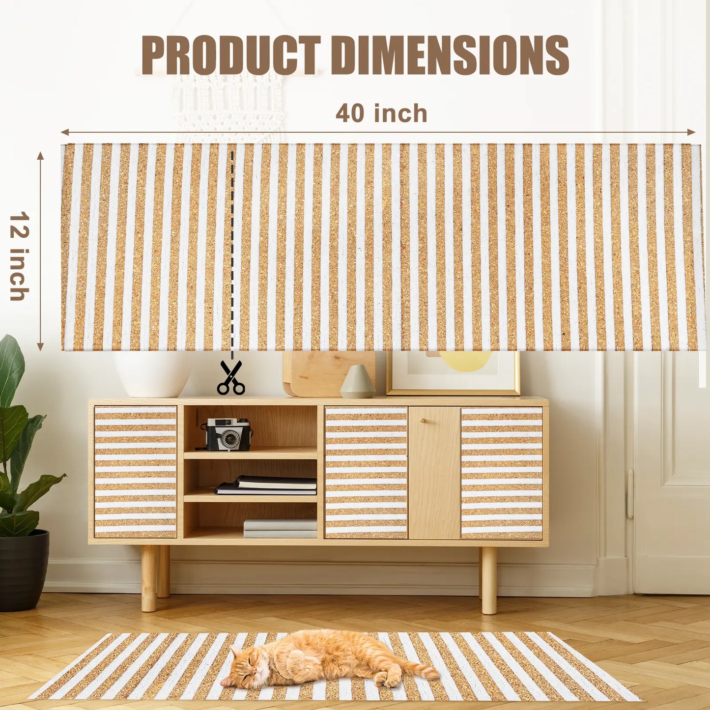Mocherpion Eco-Friendly Natural Cork Cat Scratching Pad Mat - Enhanced Wall and Furniture Protector with Customizable Design and Strong 3M Adhesive
