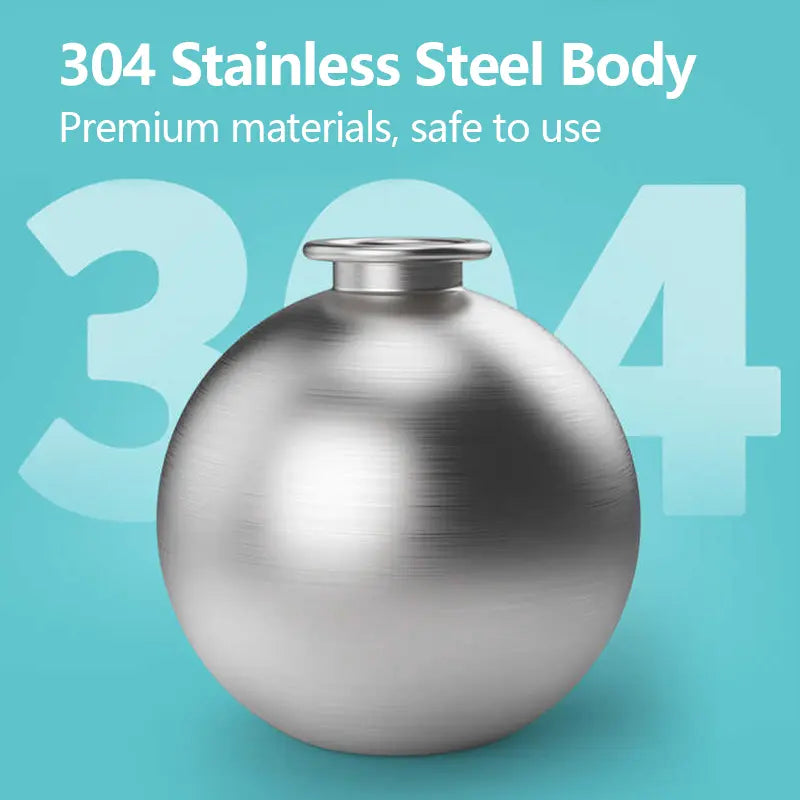 Ihubei Portable Pet Water Bottle with Silicone Foldable Bowl, 304 Stainless Steel Spherical Design for Dogs and Cats, 285ml Travel Water Dispenser for Outdoor Use