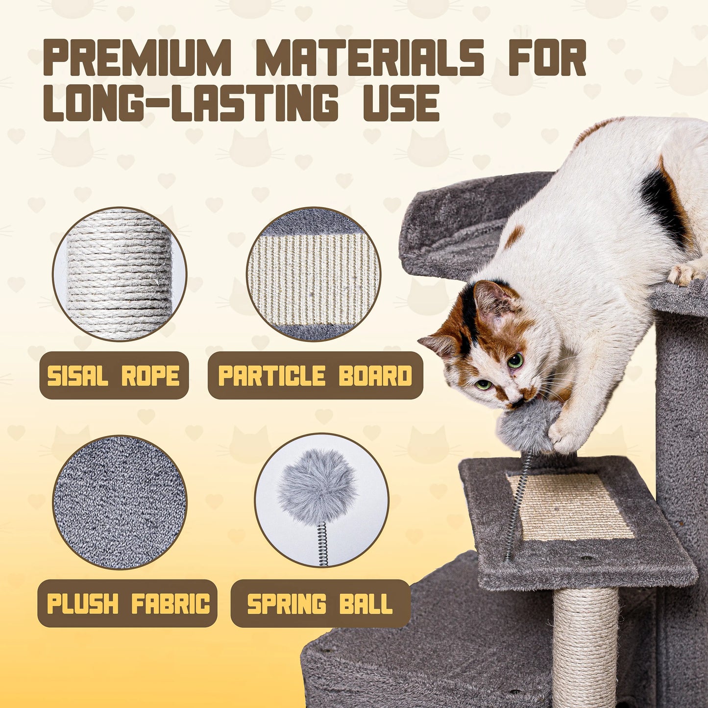 Indoor Multi-Level Cat Tree Tower with Sisal - Stable Pet Furniture for Cats