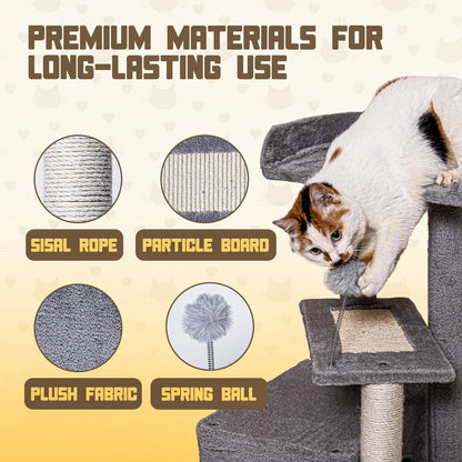 Indoor Multi-Level Cat Tree Tower with Sisal - Stable Pet Furniture for Cats