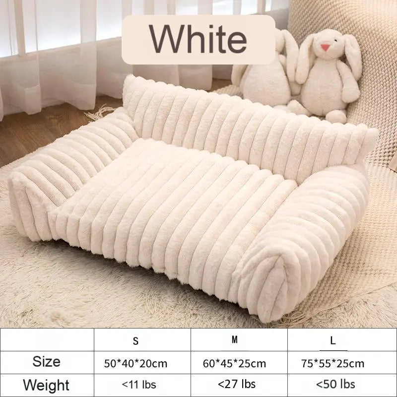 Premium Fluffy Fleece Pet Sofa Bed - 4 Stylish Designs, Soft and Cozy, Washable Cover, Ideal for Indoor Cats and Outdoor Use