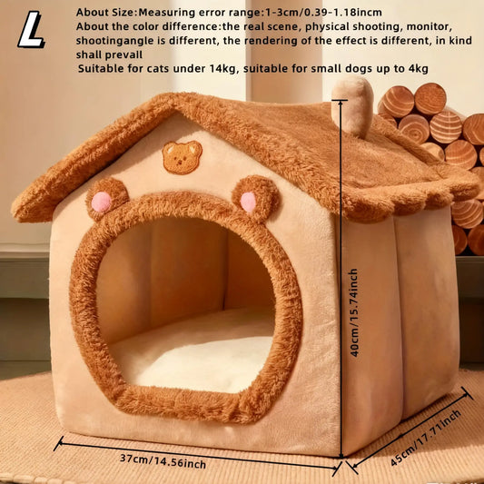 Premium Washable Pet Bed for Cats and Small Dogs - Removable Cover for Easy Cleaning, Classic Cat Cave Design, Soft Plush House Ideal for Home, Travel, and Napping, Perfect for Kittens, Puppies, and Small Breeds with Winter Comfort Blankets