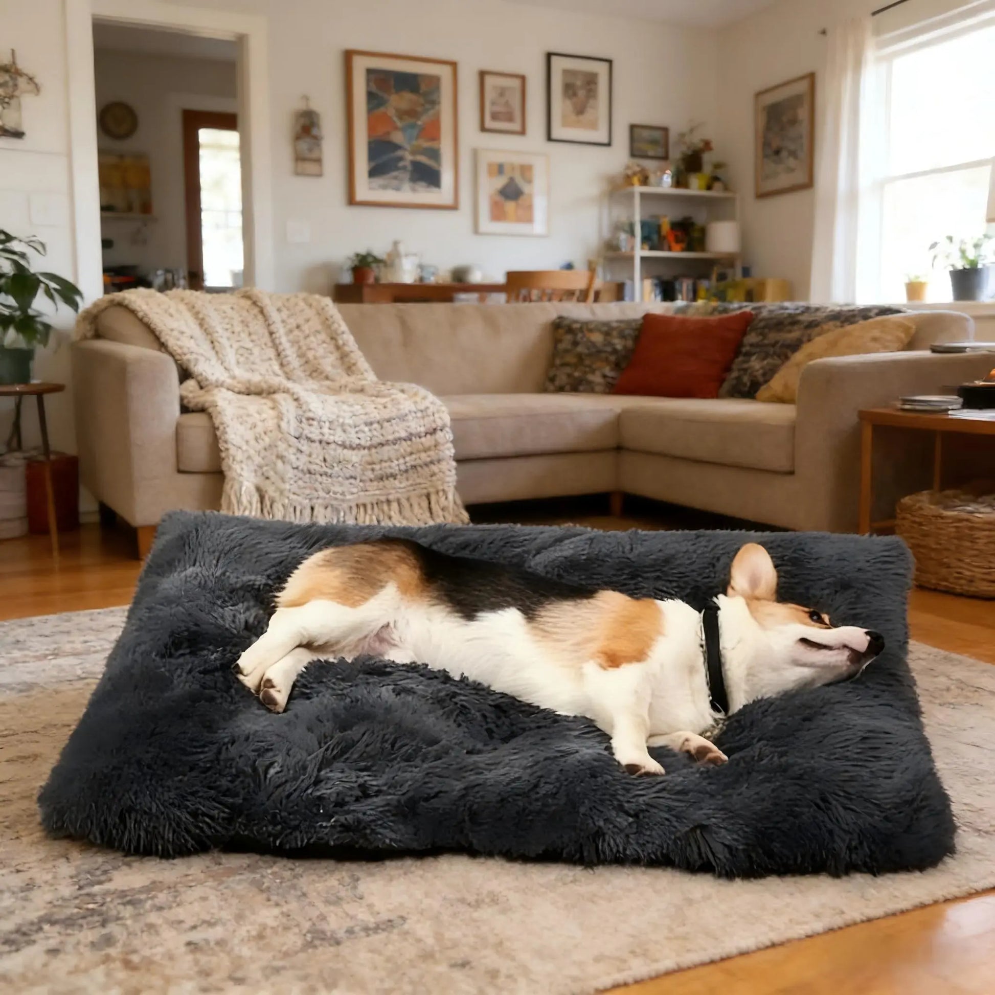 Premium Soft Faux Fur Pet Bed - Non-Slip Comfortable Sleeping Pad for Dogs and Cats, XL Size, Washable and Cozy Design for All Breeds and Seasons, Light Grey