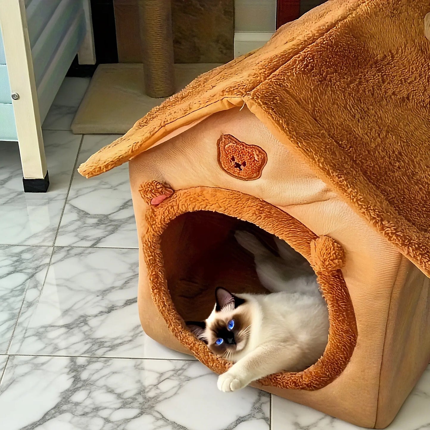 Premium Washable Pet Bed for Cats and Small Dogs - Removable Cover for Easy Cleaning, Classic Cat Cave Design, Soft Plush House Ideal for Home, Travel, and Napping, Perfect for Kittens, Puppies, and Small Breeds with Winter Comfort Blankets