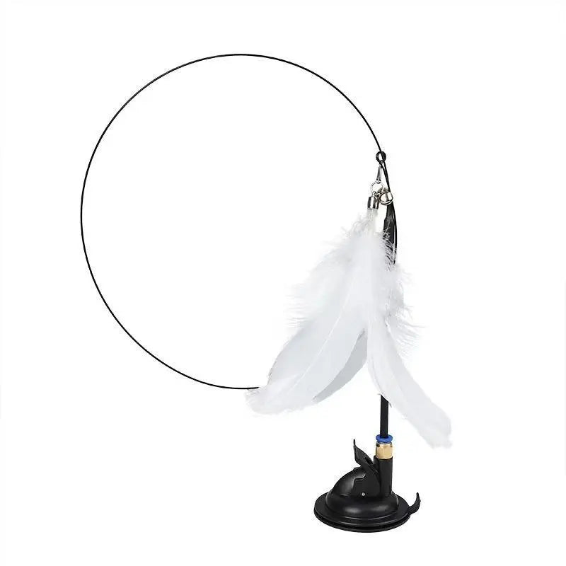 Interactive Suction Cup Feather Wand for Cats - Engaging Playtime Experience