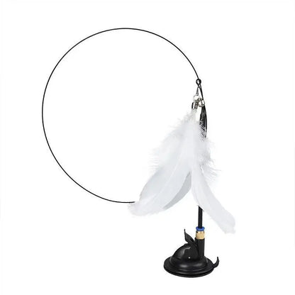 Interactive Suction Cup Feather Wand for Cats - Engaging Playtime Experience