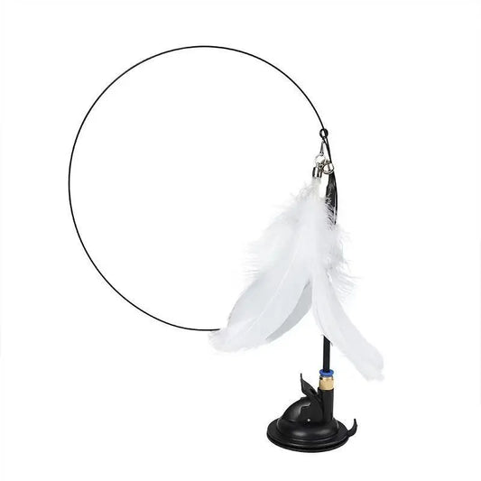 Interactive Suction Cup Feather Wand for Cats - Engaging Playtime Experience