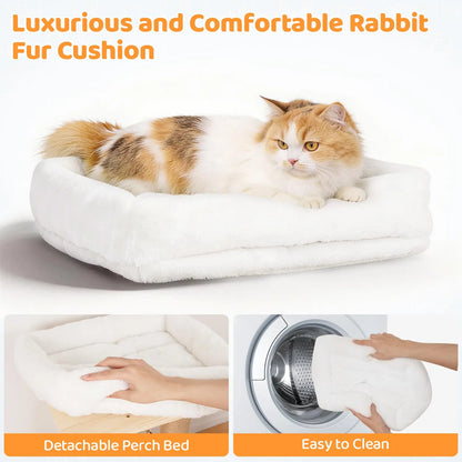 Multi-Functional Cat Scratching Post and Bed: Includes Sisal Column, Angled Pad, Bell Toy, and Removable Washable Nest for Indoor Cats, Easy Assembly for Play, Scratching, and Rest.